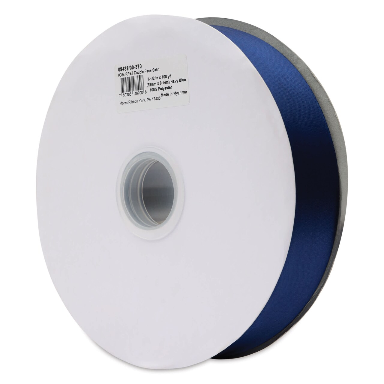 Morex Recycled Double Faced Satin Ribbon - Navy, 1-1/2" x 100 yd